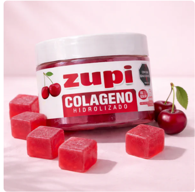 Gomas Colágeno Hidrolizado Zupi — 60 gomitas sabor cereza